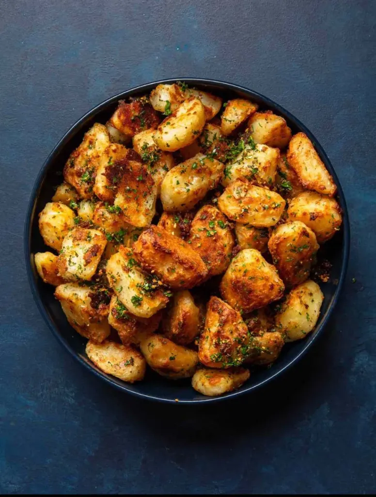 Oven-baked potatoes with herbs and cheese